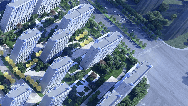 苏地2021-WG-22号地块项目D区鸟瞰效果图局部细节展示2